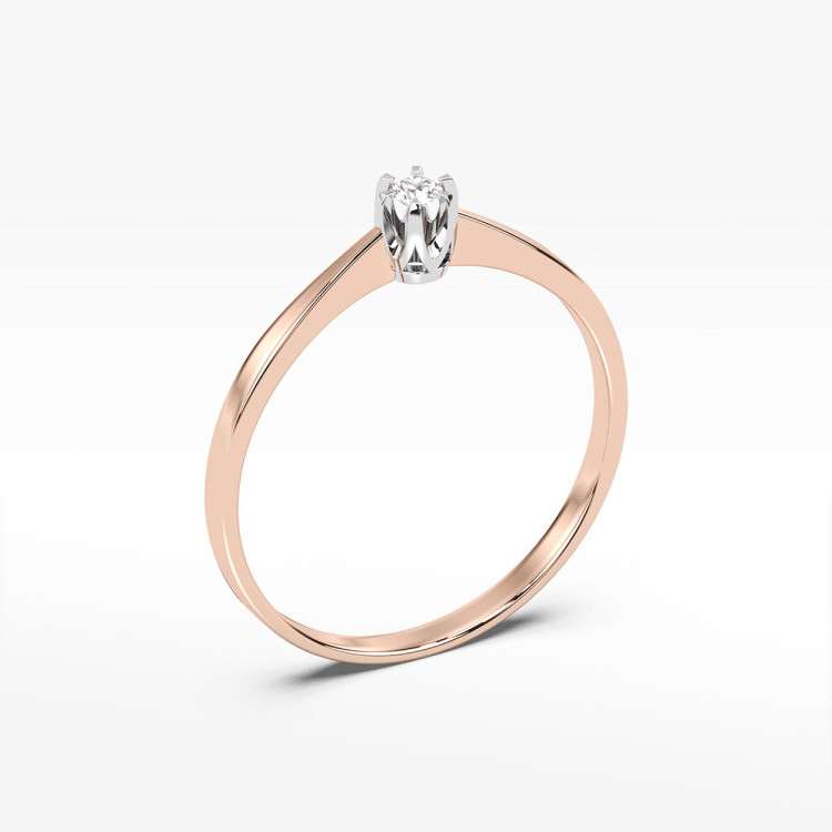 Pierścionek z różowego złota z diamentem - próba 585 0,04CT PV-167C
