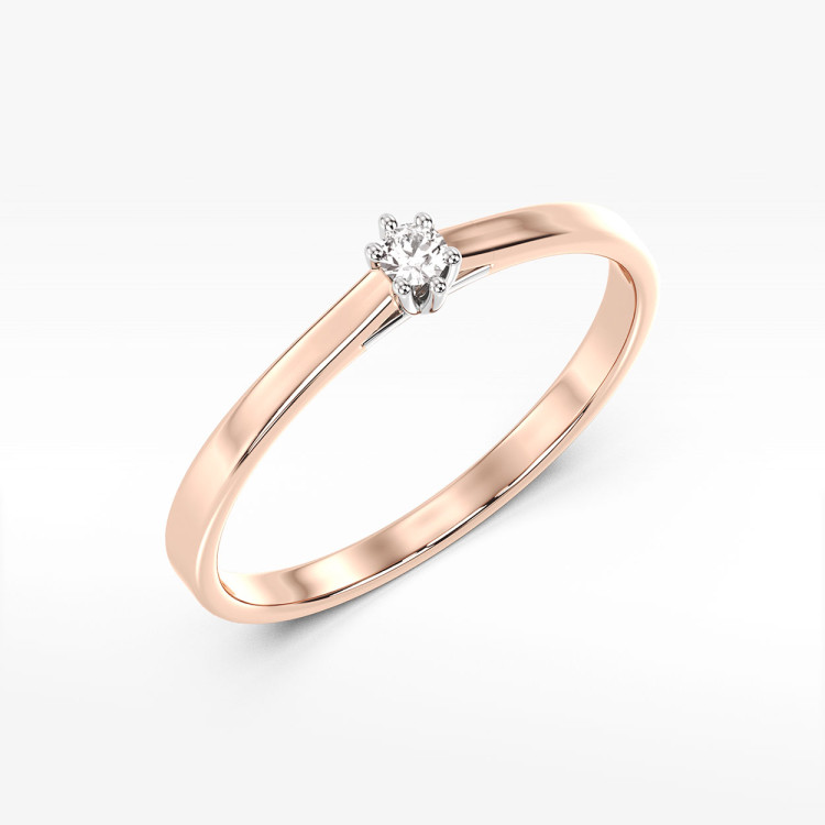 Pierścionek z różowego złota z diamentem - próba 585 0,04CT PV-169C