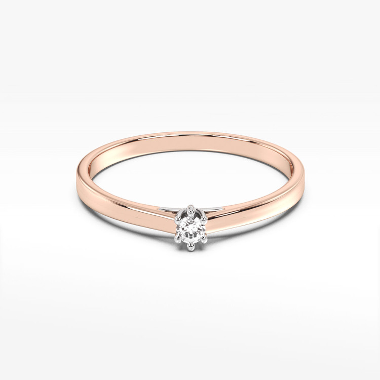 Pierścionek z różowego złota z diamentem - próba 585 0,04CT PV-169C
