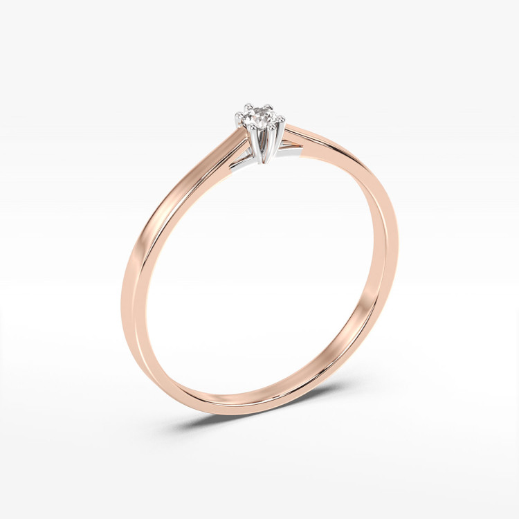 Pierścionek z różowego złota z diamentem - próba 585 0,04CT PV-169C