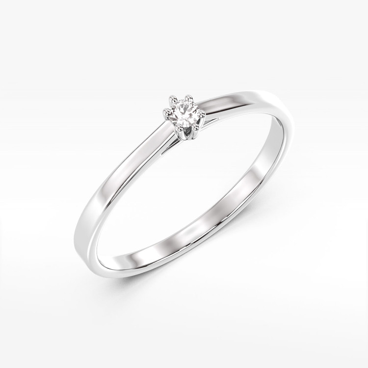 Pierścionek z białego złota z diamentem - próba 585 0,04CT PV-169B