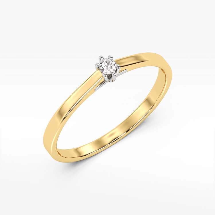 Pierścionek z żółtego złota z diamentem - próba 585 0,04CT PV-169A