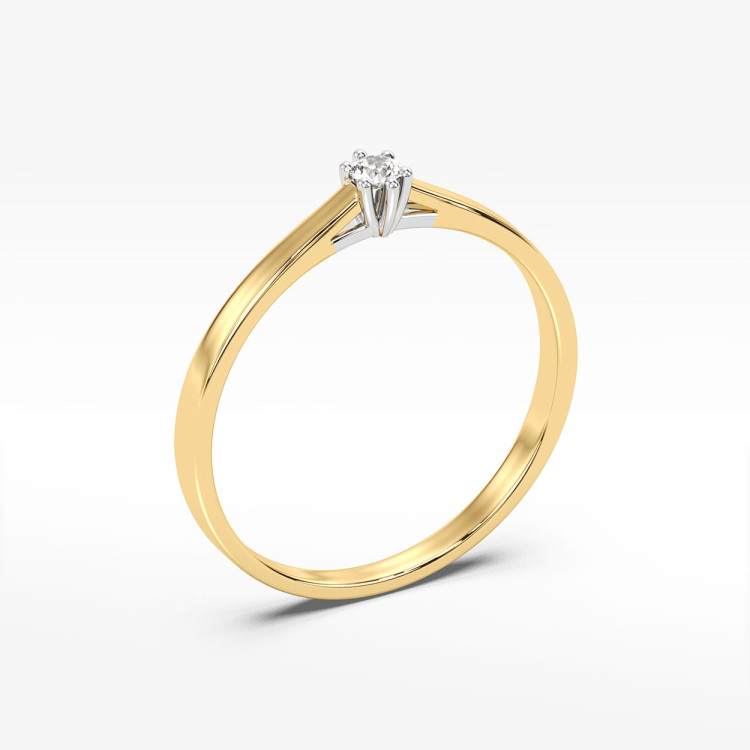 Pierścionek z żółtego złota z diamentem - próba 585 0,04CT PV-169A
