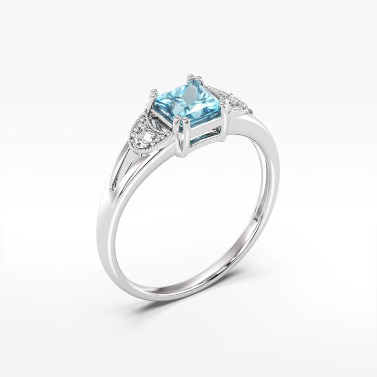 Pierścionek z białego złota z topazem Swiss - próba 585 1,46CT PV-239BT