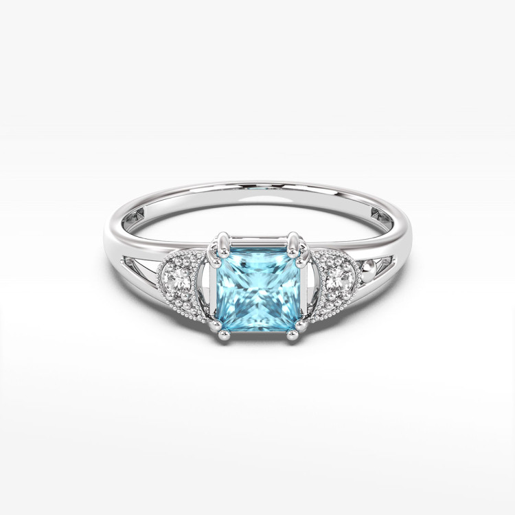 Pierścionek z białego złota z topazem Swiss - próba 585 1,46CT PV-239BT