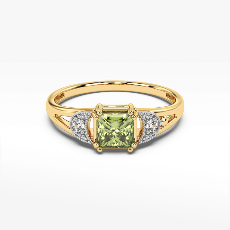 Pierścionek z żółtego złota z oliwinem - próba 585 1,16CT PV-239AO