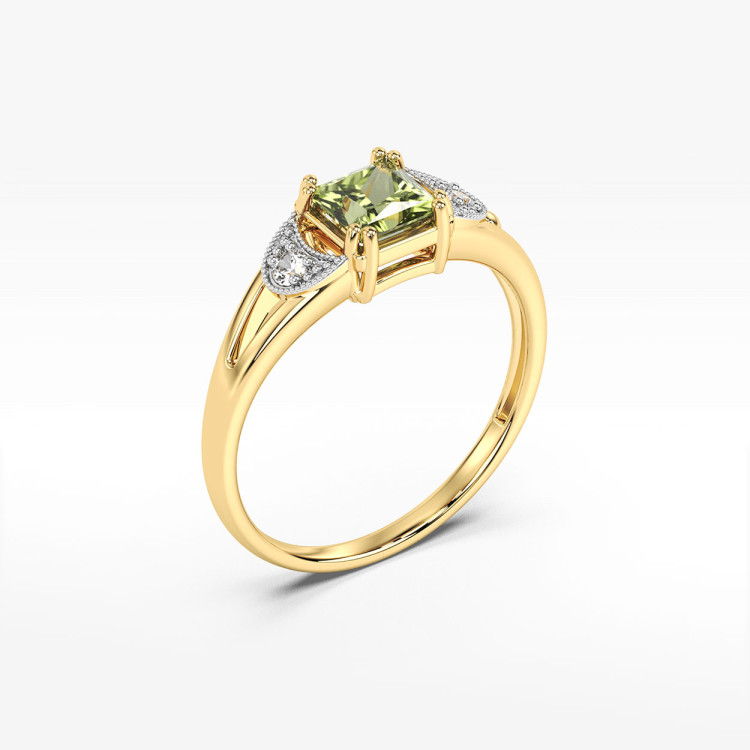 Pierścionek z żółtego złota z oliwinem - próba 585 1,16CT PV-239AO