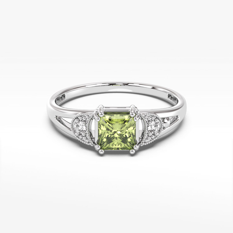 Pierścionek z białego złota z oliwinem - próba 585 1,16CT PV-239BO