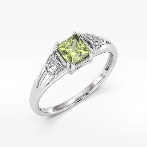 Pierścionek z białego złota z oliwinem - próba 585 1,16CT PV-239BO