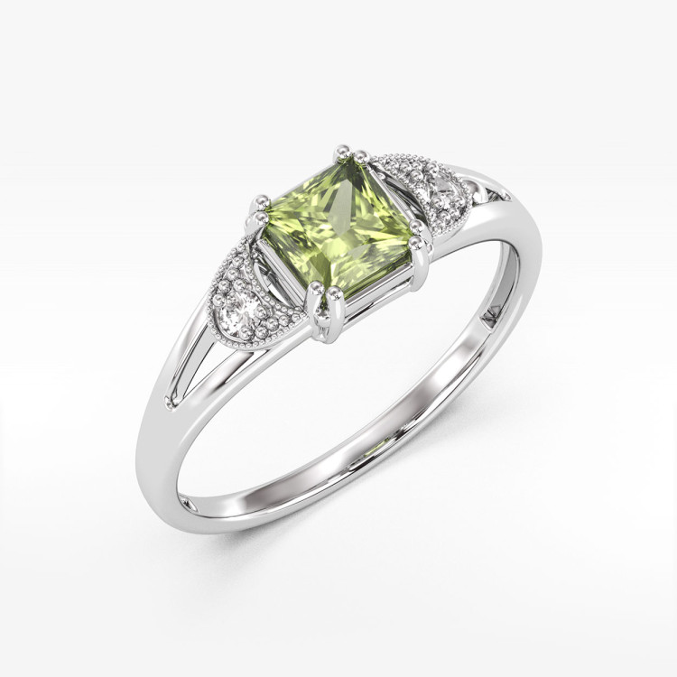 Pierścionek z białego złota z oliwinem - próba 585 1,16CT PV-239BO