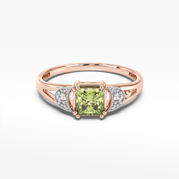 Pierścionek z różowego złota z oliwinem - próba 585 1,16CT PV-239CO