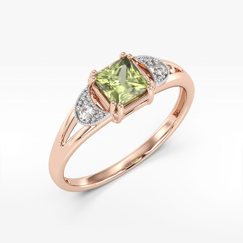 Pierścionek z różowego złota z oliwinem - próba 585 1,16CT PV-239CO