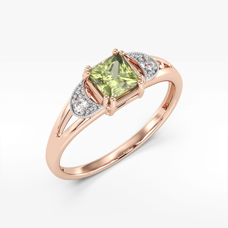 Pierścionek z różowego złota z oliwinem - próba 585 1,16CT PV-239CO