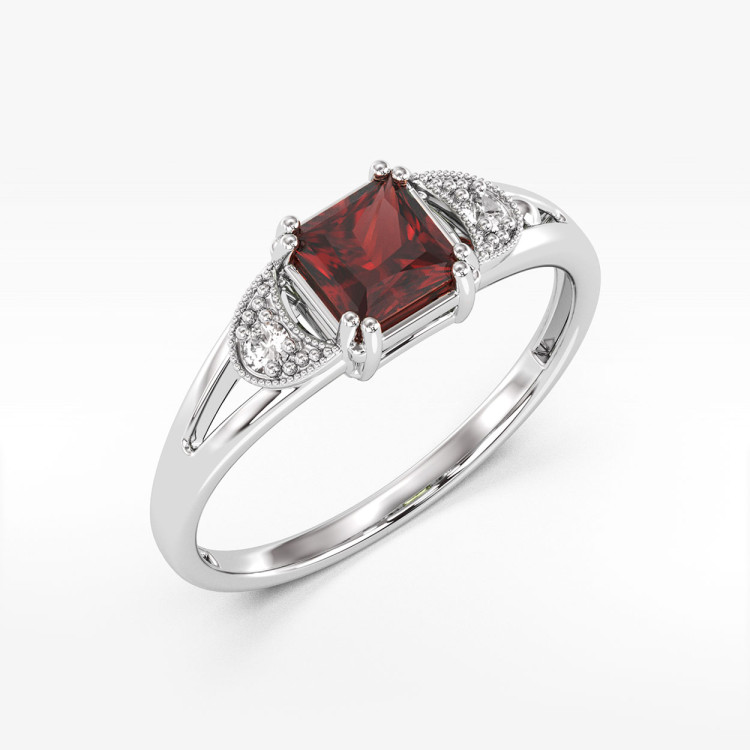 Pierścionek z białego złota z granatem - próba 585 1,36CT PV-239BG