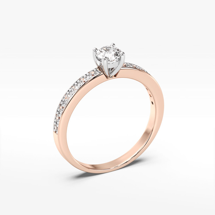 Pierścionek z różowego złota z diamentami  - próba 585 0,60CT PV-283C