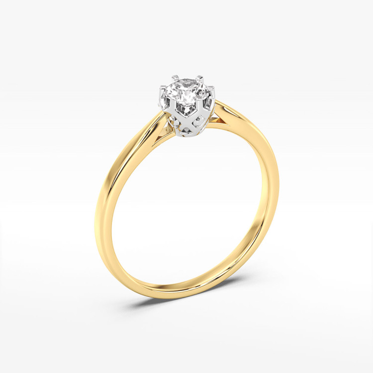 Pierścionek z żółtego złota z diamentami  - próba 585 0,46CT PV-284A