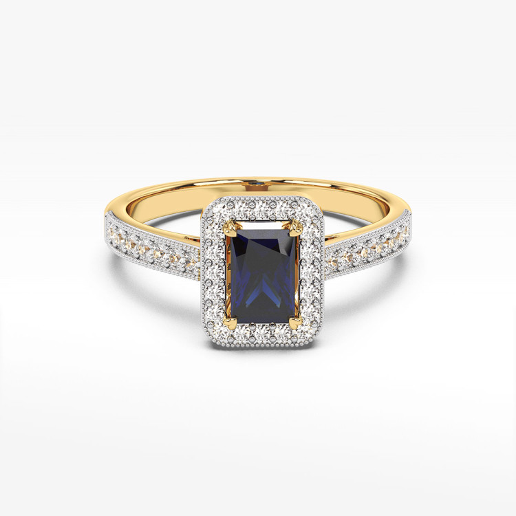 Pierścionek z żółtego złota z szafirem - próba 585 0,82CT PV-293AS