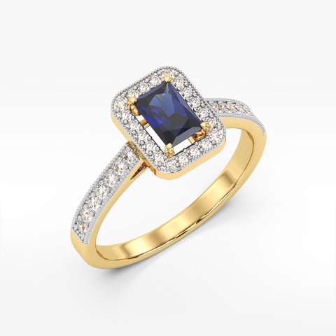 Pierścionek z żółtego złota z szafirem - próba 585 0,82CT PV-293AS