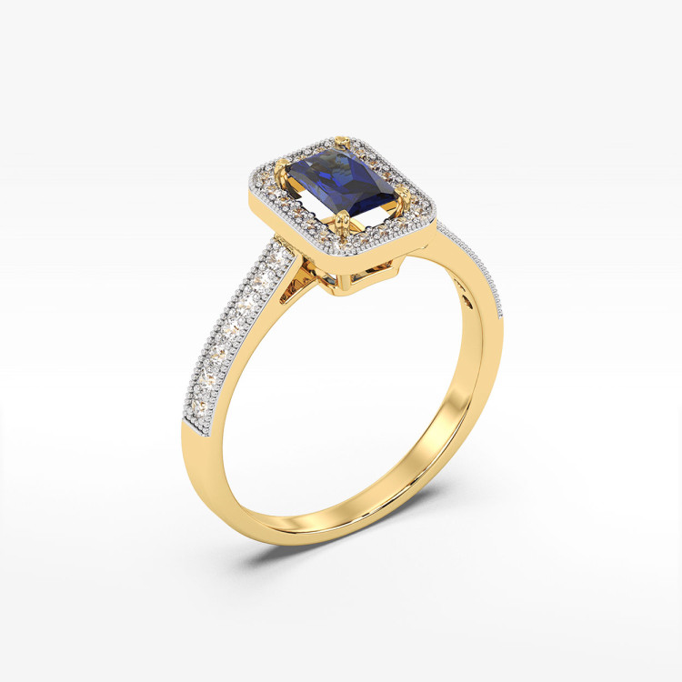 Pierścionek z żółtego złota z szafirem - próba 585 0,82CT PV-293AS