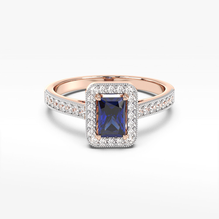 Pierścionek z różowego złota z szafirem - próba 585 0,82CT PV-293CS