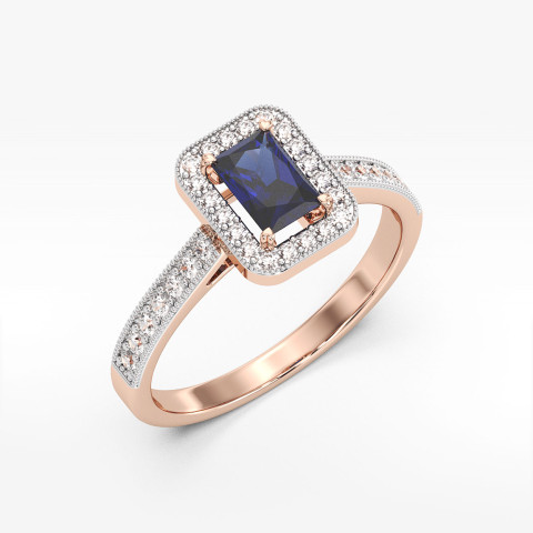 Pierścionek z różowego złota z szafirem - próba 585 0,82CT PV-293CS