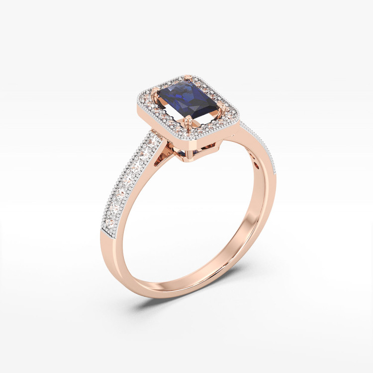 Pierścionek z różowego złota z szafirem - próba 585 0,82CT PV-293CS