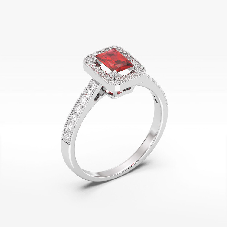 Pierścionek z białego złota z rubinem - próba 585 1,02CT PV-293BR