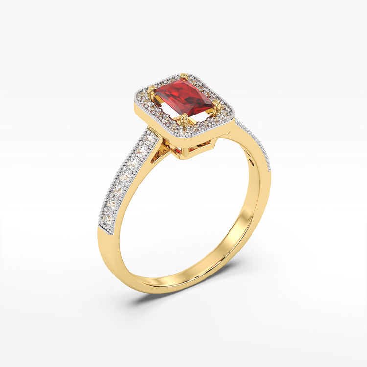 Pierścionek z żółtego złota z rubinem - próba 585 1,02CT PV-293AR