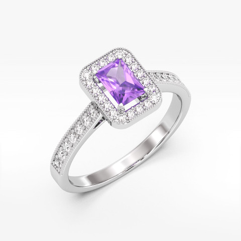 Pierścionek z białego złota z ametystem - próba 585 0,72CT PV-293BA