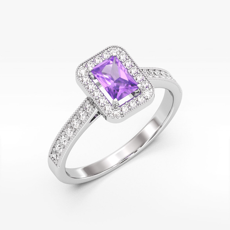 Pierścionek z białego złota z ametystem - próba 585 0,72CT PV-293BA