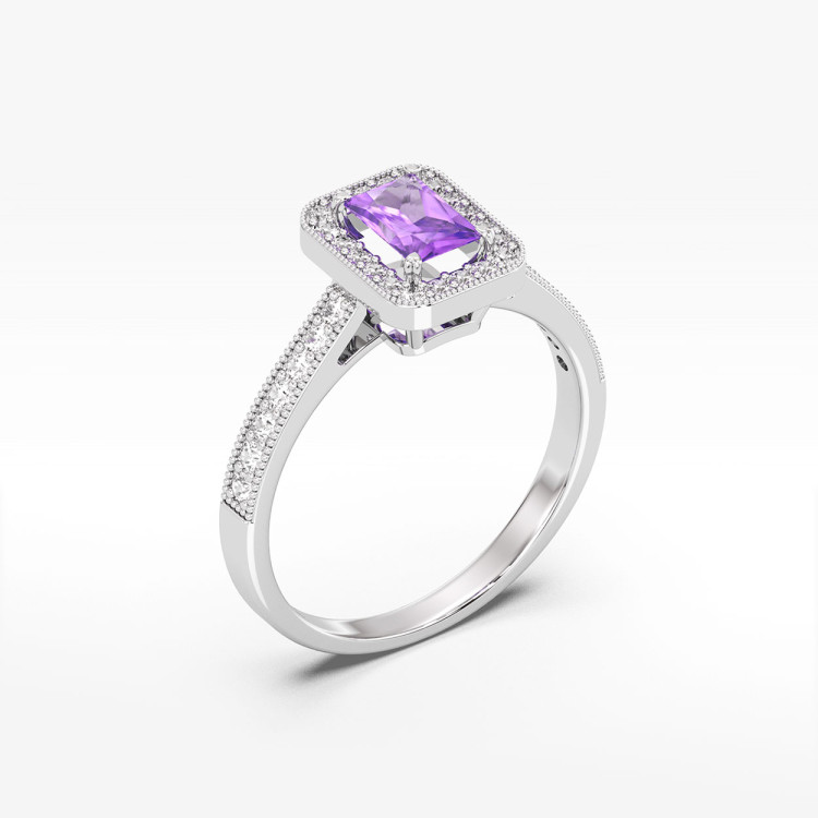 Pierścionek z białego złota z ametystem - próba 585 0,72CT PV-293BA