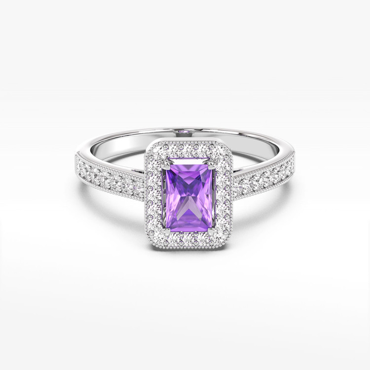 Pierścionek z białego złota z ametystem - próba 585 0,72CT PV-293BA