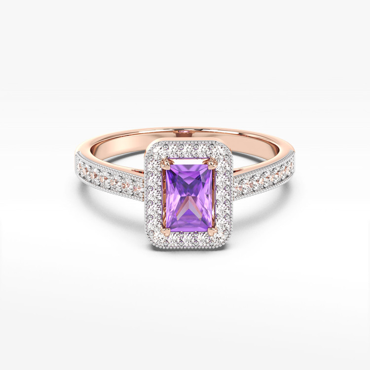 Pierścionek z różowego złota z ametystem - próba 585 0,72CT PV-293CA