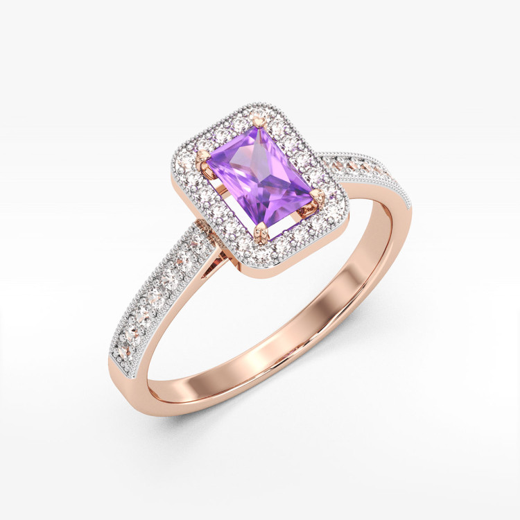 Pierścionek z różowego złota z ametystem - próba 585 0,72CT PV-293CA