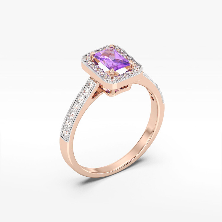 Pierścionek z różowego złota z ametystem - próba 585 0,72CT PV-293CA