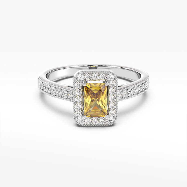 Pierścionek z białego złota z cytrynem - próba 585 0,82CT PV-293BC