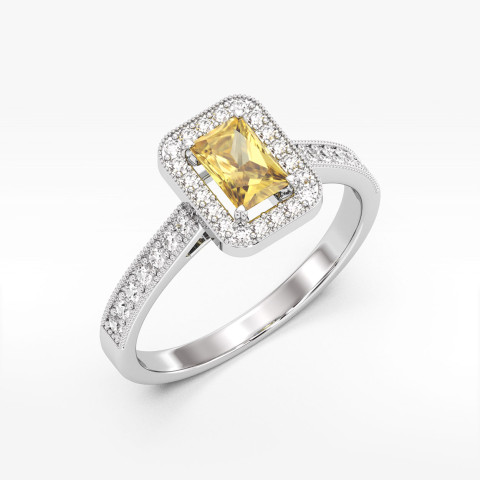 Pierścionek z białego złota z cytrynem - próba 585 0,82CT PV-293BC