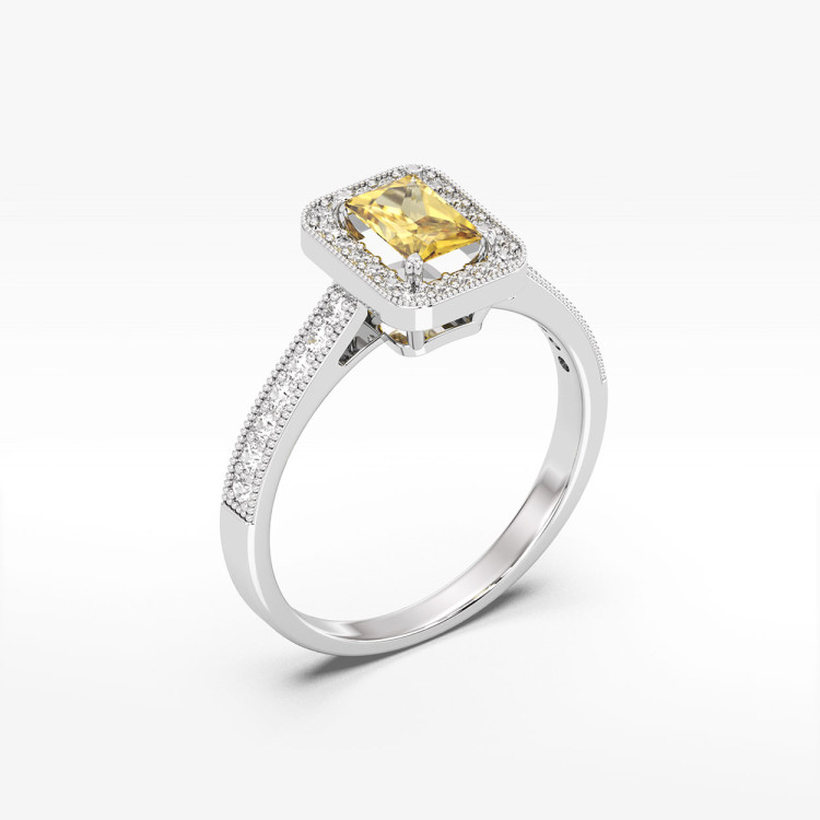 Pierścionek z białego złota z cytrynem - próba 585 0,82CT PV-293BC