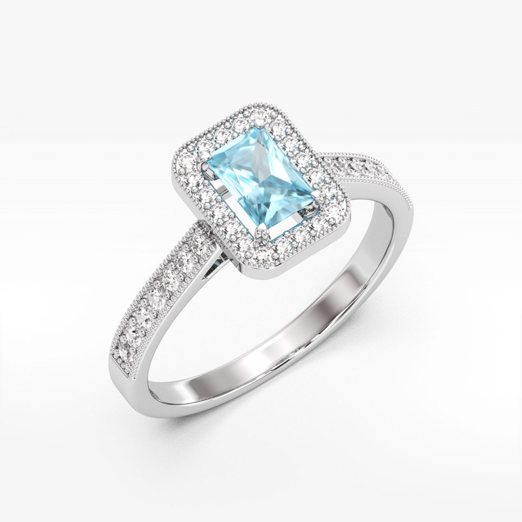 Pierścionek z białego złota z topazem Swiss - próba 585 0,87CT PV-293BT