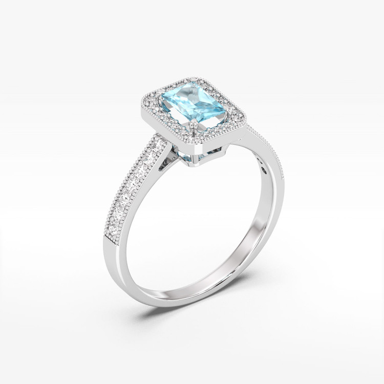 Pierścionek z białego złota z topazem Swiss - próba 585 0,87CT PV-293BT