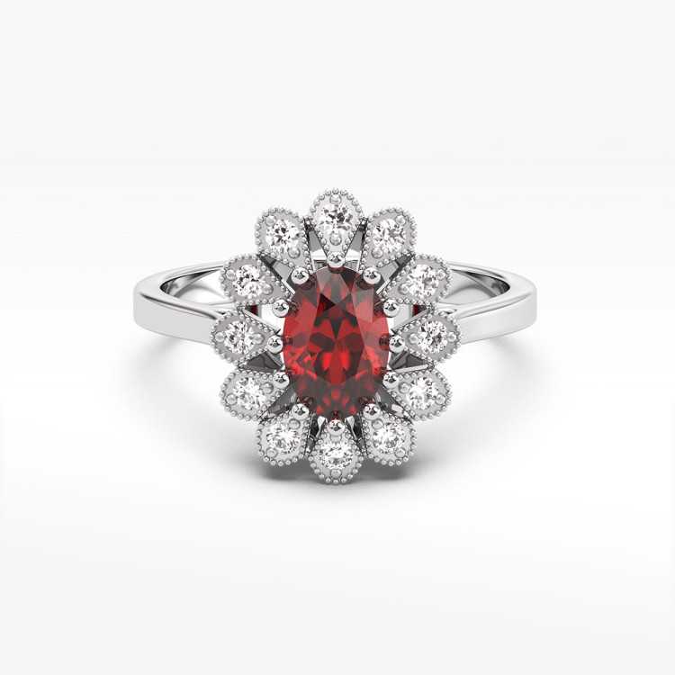 Pierścionek z białego złota z rubinem - próba 585 0,703CT PV-298BR
