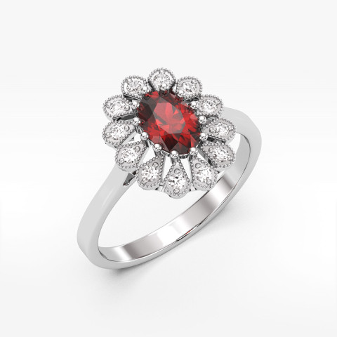 Pierścionek z białego złota z rubinem - próba 585 0,703CT PV-298BR