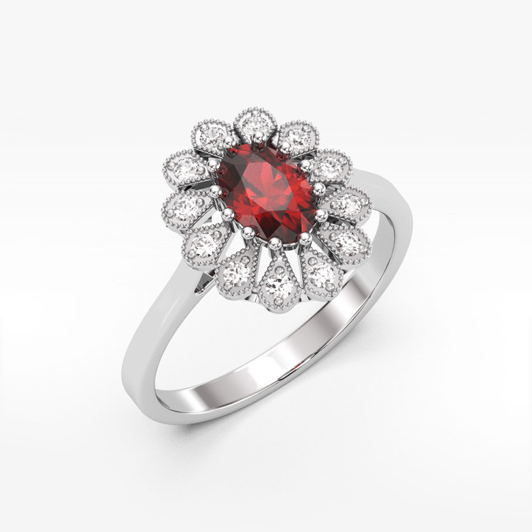 Pierścionek z białego złota z rubinem - próba 585 0,703CT PV-298BR