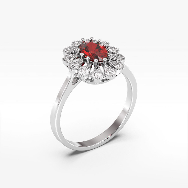 Pierścionek z białego złota z rubinem - próba 585 0,703CT PV-298BR