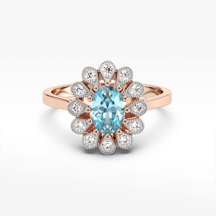 Pierścionek z różowego złota z topazem Swiss - próba 585 0,603CT PV-298CT