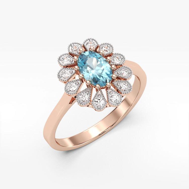 Pierścionek z różowego złota z topazem Swiss - próba 585 0,603CT PV-298CT