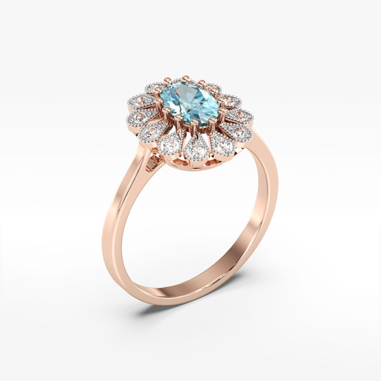 Pierścionek z różowego złota z topazem Swiss - próba 585 0,603CT PV-298CT