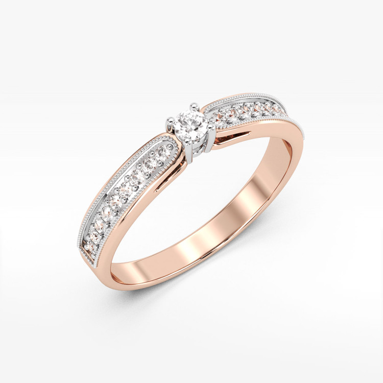 Pierścionek z różowego złota z diamentami  - próba 585 0,17CT PV-299C