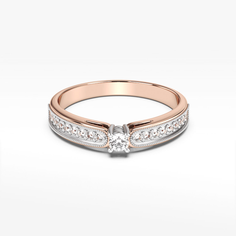 Pierścionek z różowego złota z diamentami  - próba 585 0,17CT PV-299C