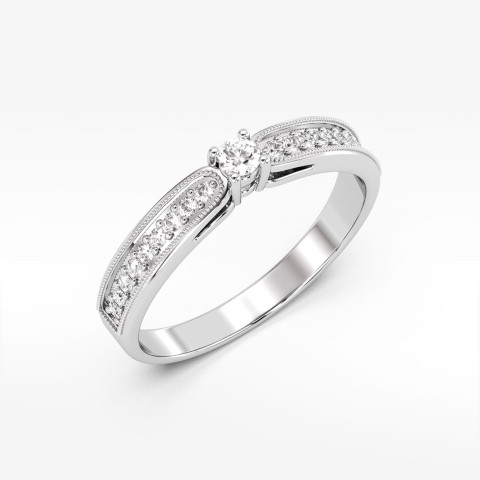 Pierścionek z białego złota z diamentami  - próba 585 0,17CT PV-299B